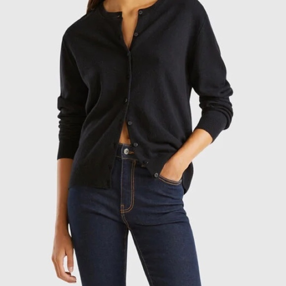 United Colors Of Benetton Black Vneck‎ Cardigan